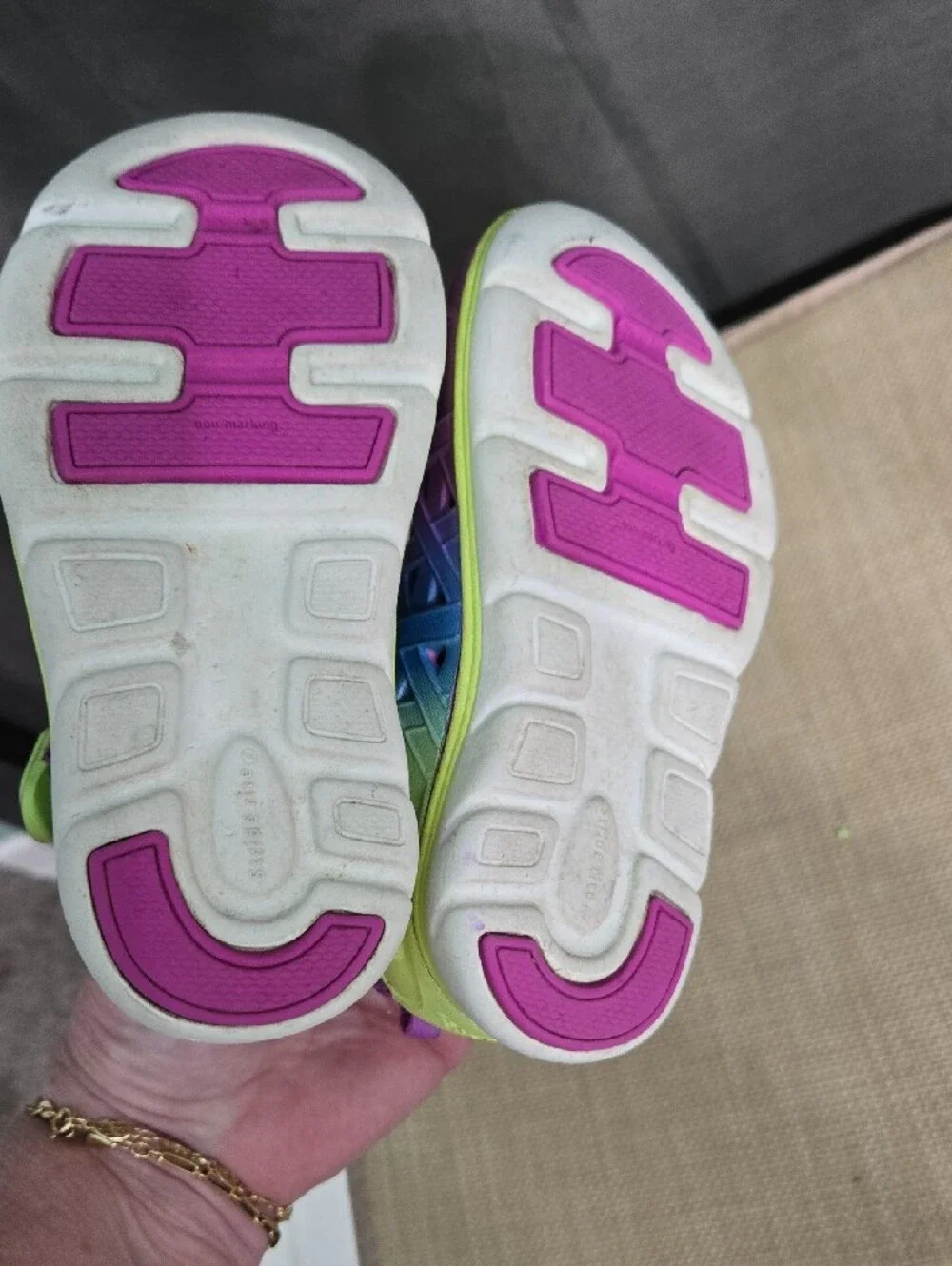 Kids Purple & Lime Water Shoes with Blue Accents